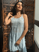 Icy Blue Summer Sorbet Chikankari Short Kurta